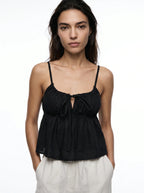 Bertille Cropped Blouse met Strikdetail en Volant Zoom