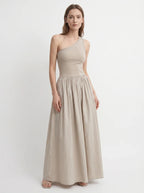 Blanche One Shoulder Maxi Jurk met Wijde Rok