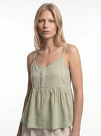 Sandrine Mouwloze Blouse met V-Hals en Volant Zoom