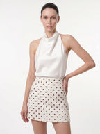 Isabeau Mini Rok met Stippenprint en Hoge Taille