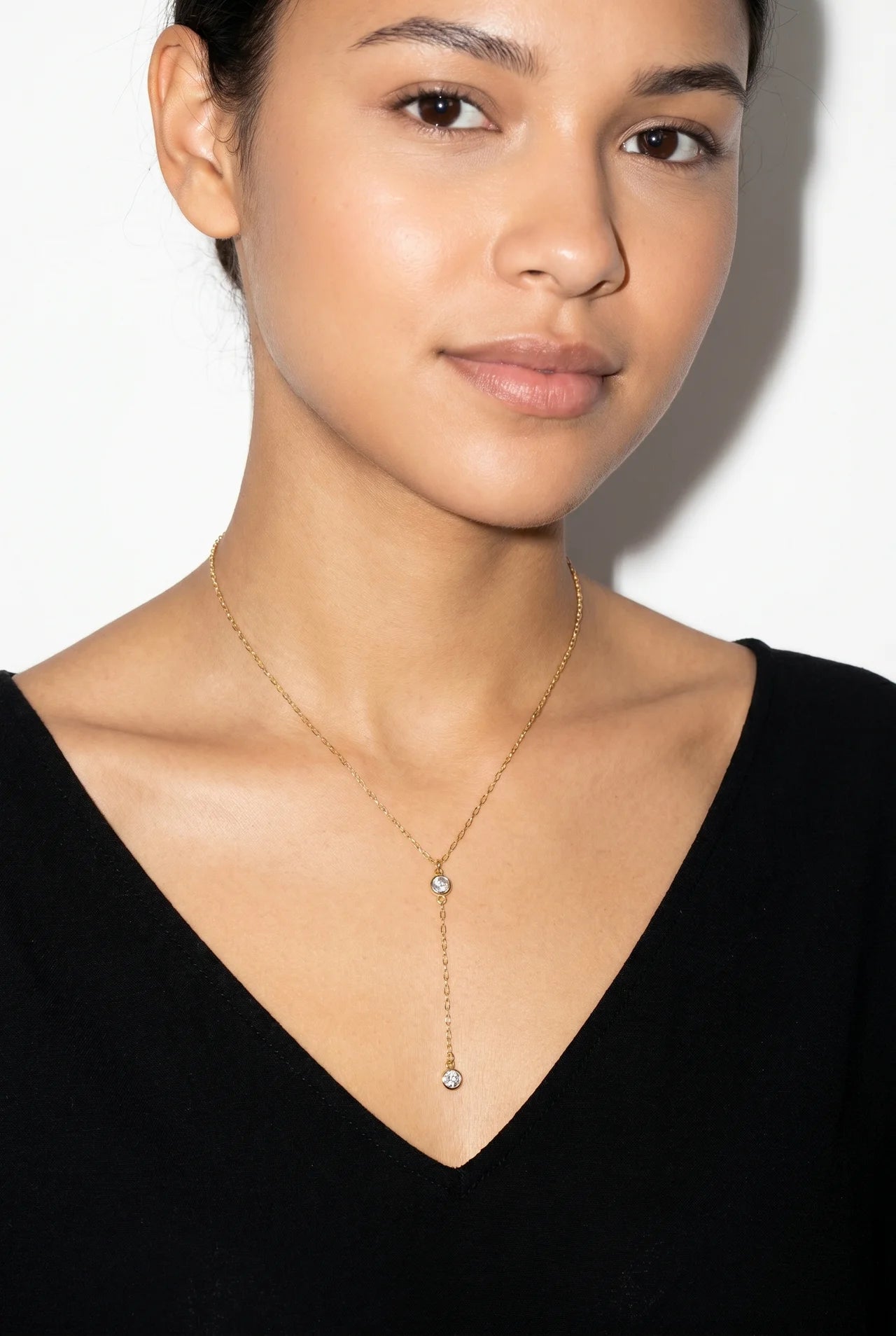 Éléonore Fijne Gouden Ketting met Dubbele Hanger