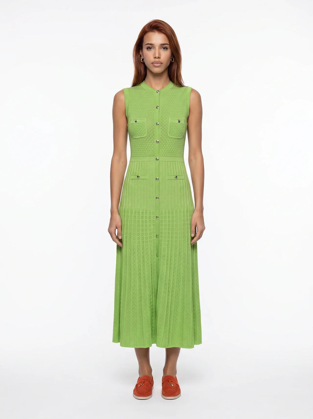 Yolande Gebreide Maxi Jurk met Knoopsluiting