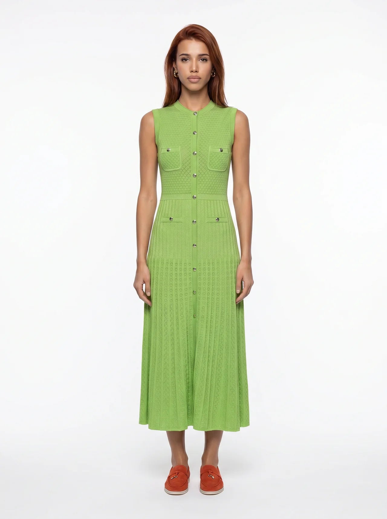 Yolande Gebreide Maxi Jurk met Knoopsluiting