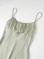 Laurence Satijnen Slip Dress Gerimpeld Lijfje Open Rug