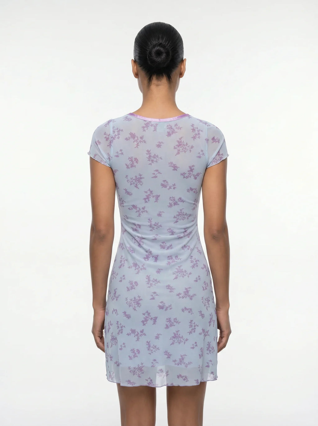 Eugénie Mesh Mini Jurk Bloemenprint V-hals