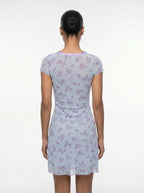 Eugénie Mesh Mini Jurk Bloemenprint V-hals