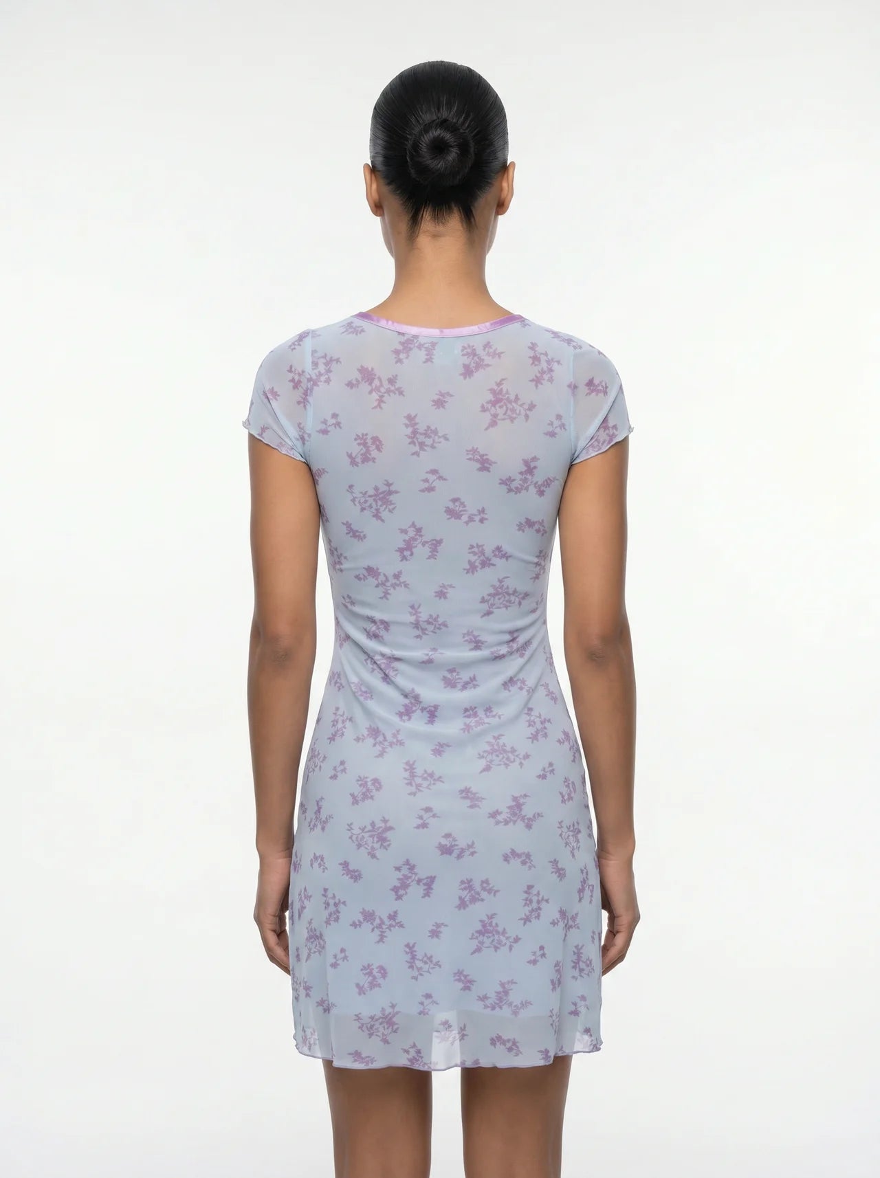 Eugénie Mesh Mini Jurk Bloemenprint V-hals
