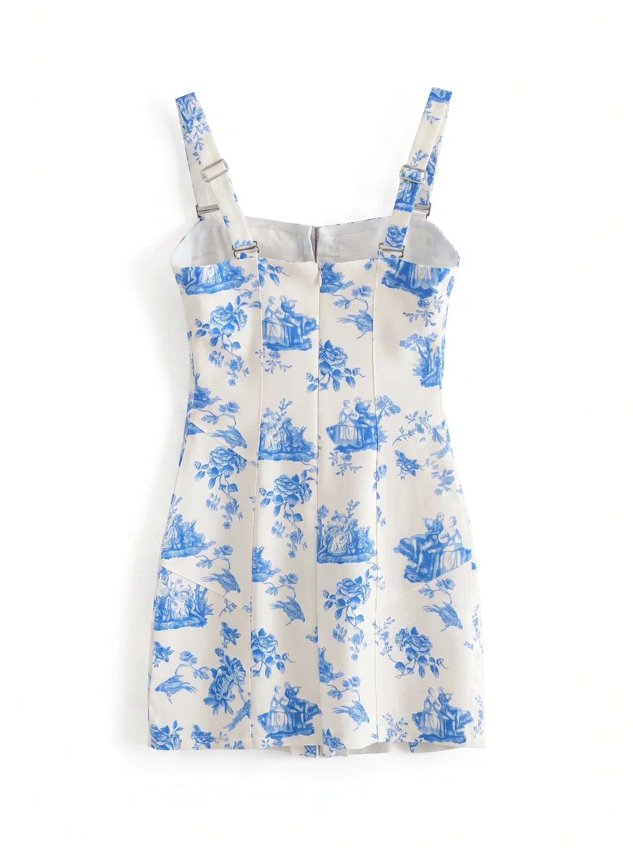 Élodie Mini Jurk met Corset en Toile de Jouy Print