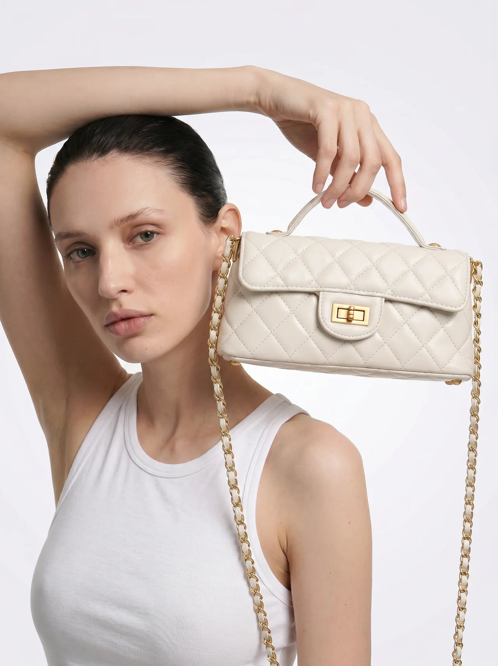 Vendôme Gewatteerde Leren Crossbody met Gouden Ketting