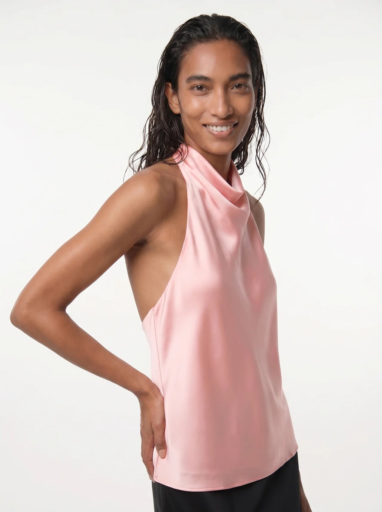 Geneviève Satijnen Halter Top met Cowl Neck