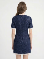 Octavie Tweed Mini Jurk met Kanten Rand