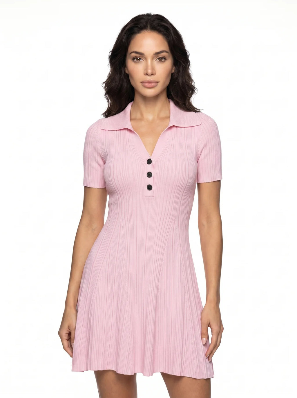 Aline Gebreide Mini Jurk met Polokraag