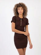 Gabrielle Gebreide Mini Jurk Oversized Kraag