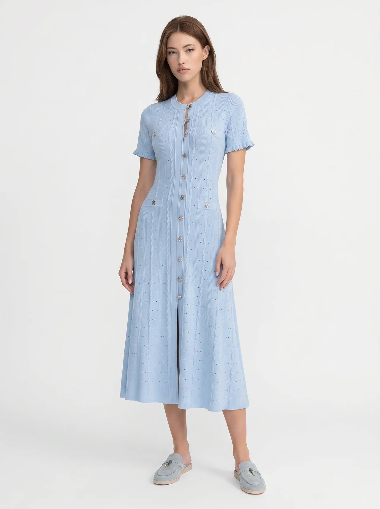 Marielle Midi Jurk met Knoopsluiting