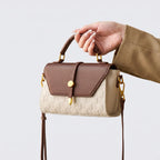 Seren Leren Handtas met Contrasterende Flap