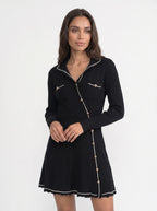 Nicolette Gebreide Mini Jurk met Contrastbies