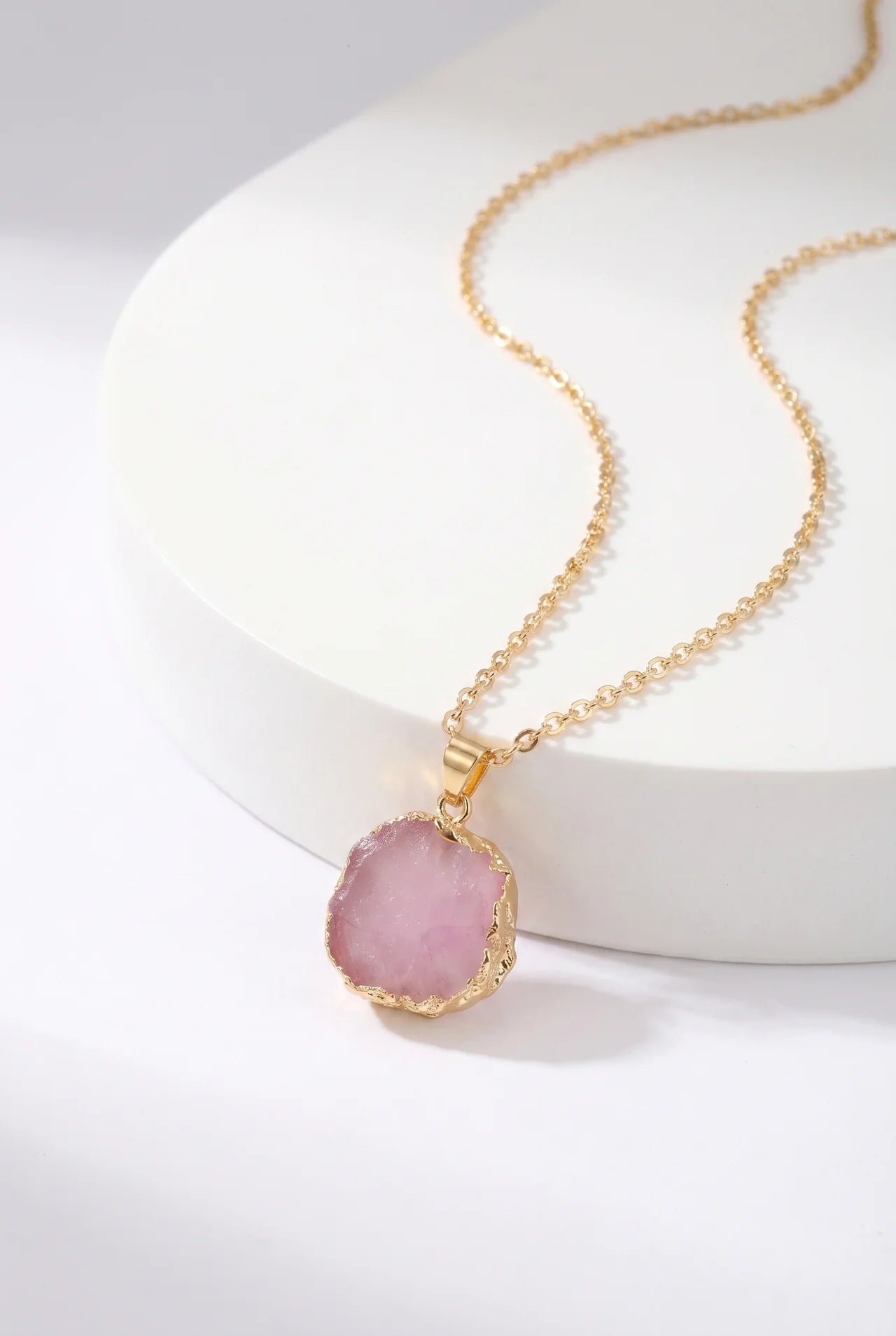 Soleil Gouden Ketting met Ronde Hars Hanger
