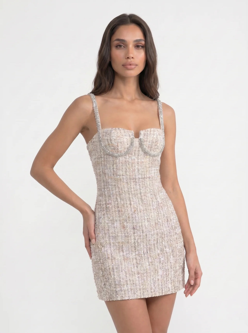 Aliénor Tweed Mini Jurk met Bustierlijfje