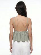 Bertille Cropped Blouse met Strikdetail en Volant Zoom