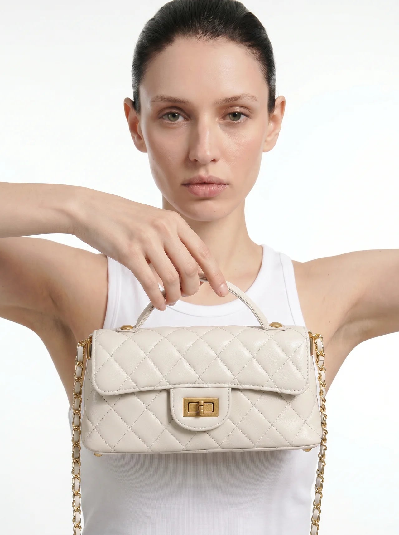 Vendôme Gewatteerde Leren Crossbody met Gouden Ketting