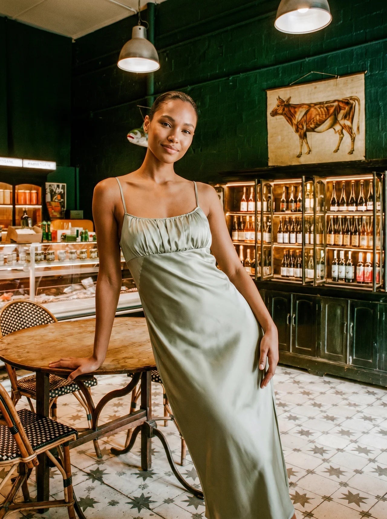 Laurence Satijnen Slip Dress Gerimpeld Lijfje Open Rug