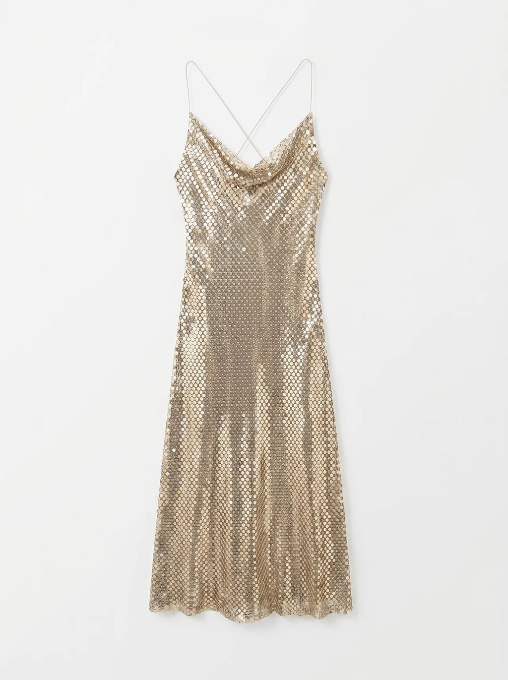 Roxane Pailletten Maxi Jurk Watervalhals Kruisrug