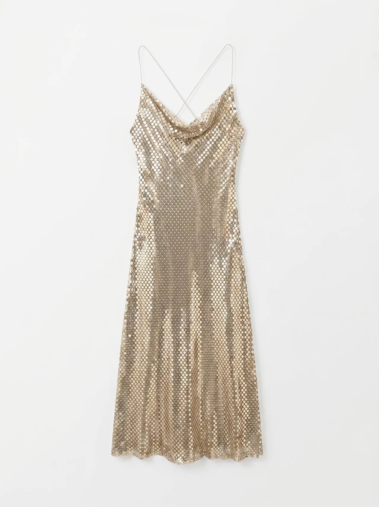 Roxane Pailletten Maxi Jurk Watervalhals Kruisrug