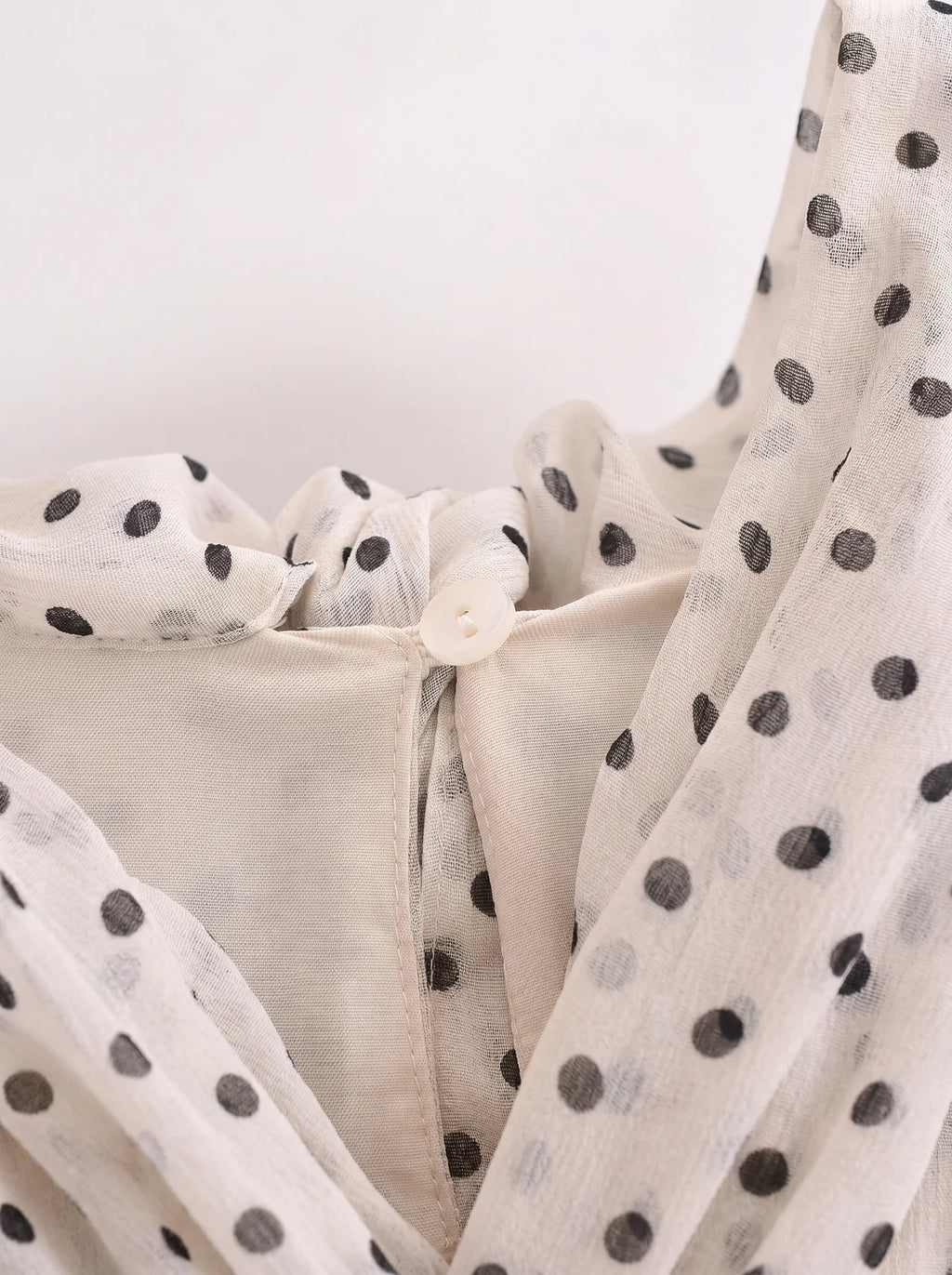 Oriane Chiffon Midi Jurk Polkadot Halternek