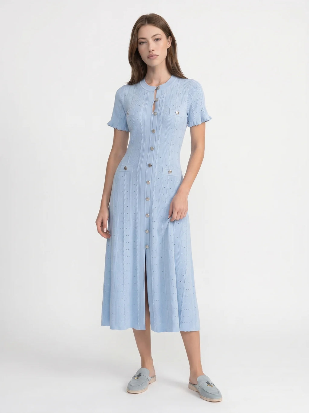 Marielle Midi Jurk met Knoopsluiting