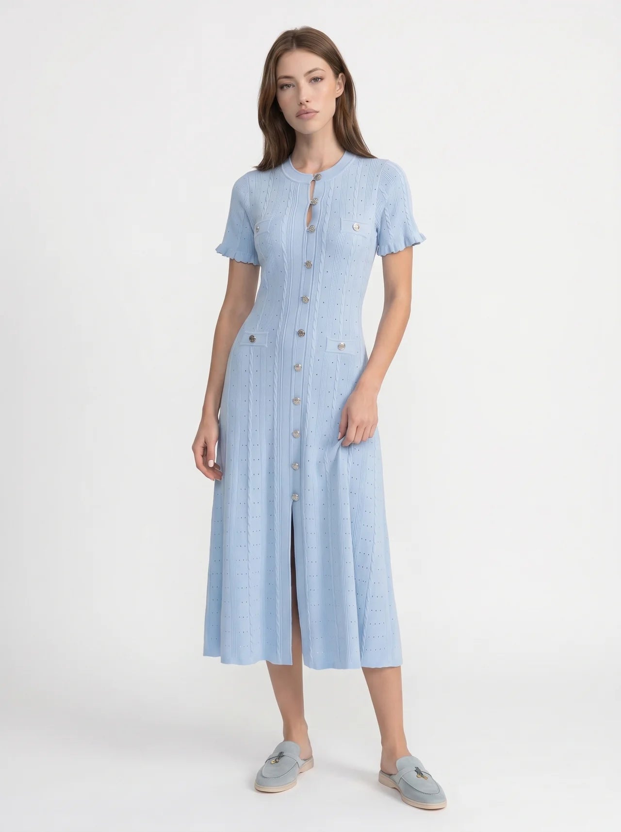 Marielle Midi Jurk met Knoopsluiting