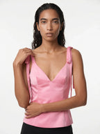 Adrienne Satijnen Camisole Top met Strikbandjes