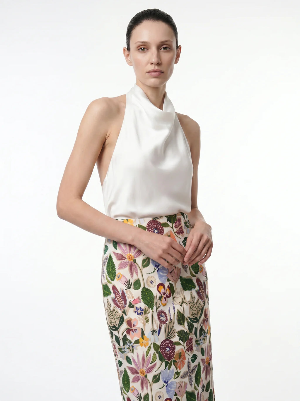 Jourdain Midi Rok met Bloemenprint en Hoge Taille