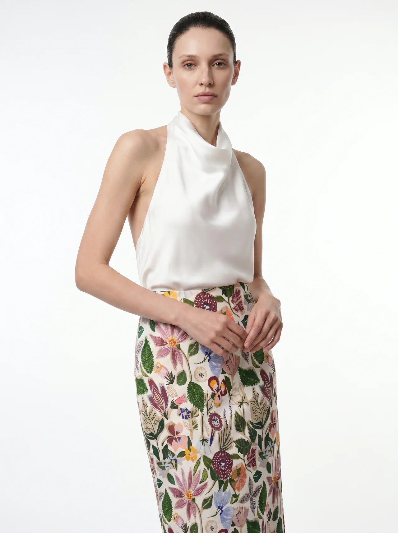 Jourdain Midi Rok met Bloemenprint en Hoge Taille