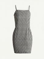 Cécile Mini Jurk met Spaghettibandjes en Gingham Ruit