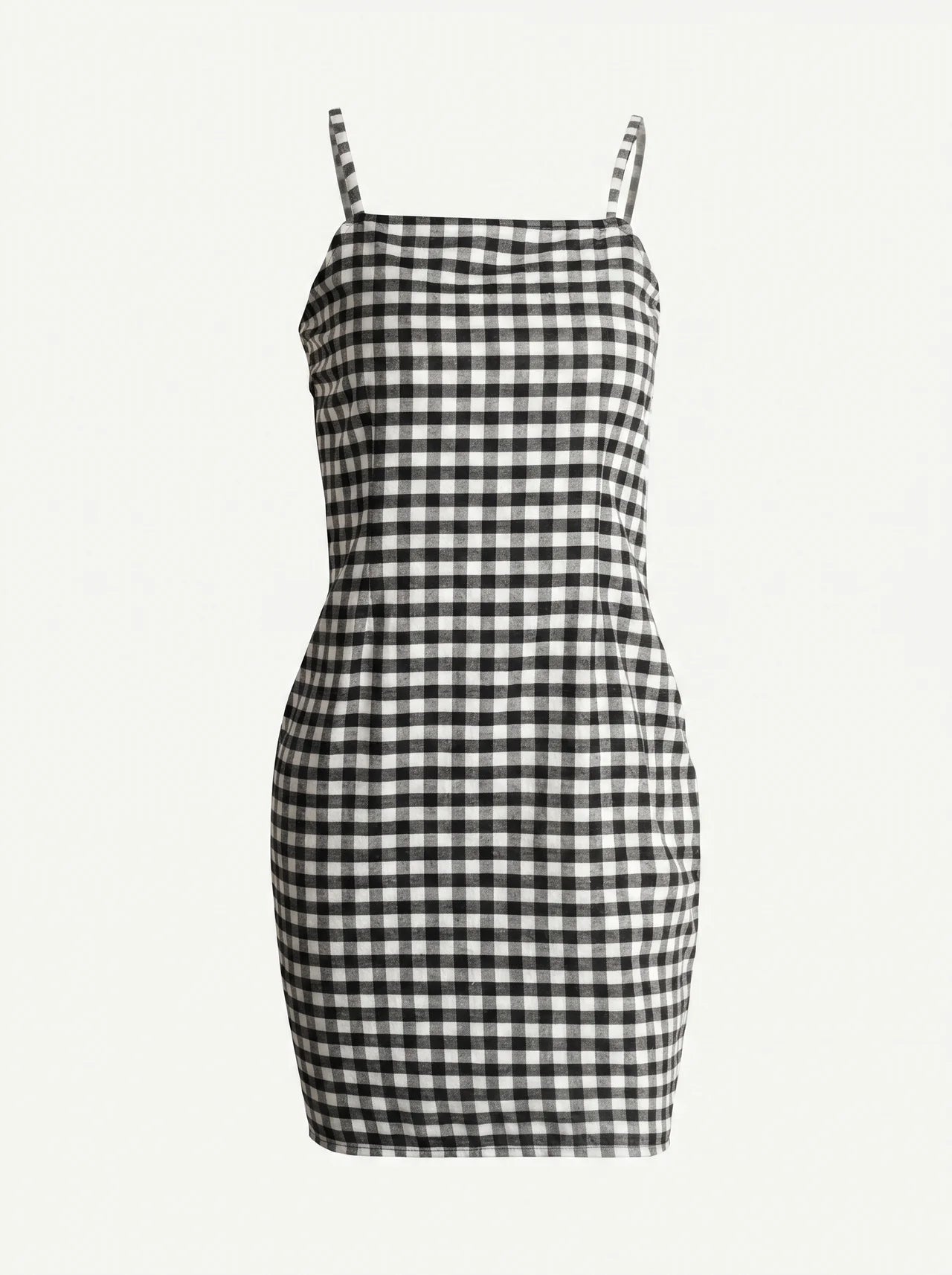 Cécile Mini Jurk met Spaghettibandjes en Gingham Ruit