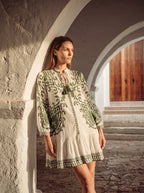 Virginie Mini Jurk Medaillonprint Ballonmouwen Kwastjes