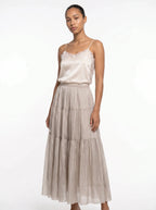 Florentine Gelaagde Maxi Rok met Elastische Taille