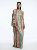 Coralie One Shoulder Maxi Jurk Streepprint