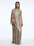 Coralie One Shoulder Maxi Jurk Streepprint