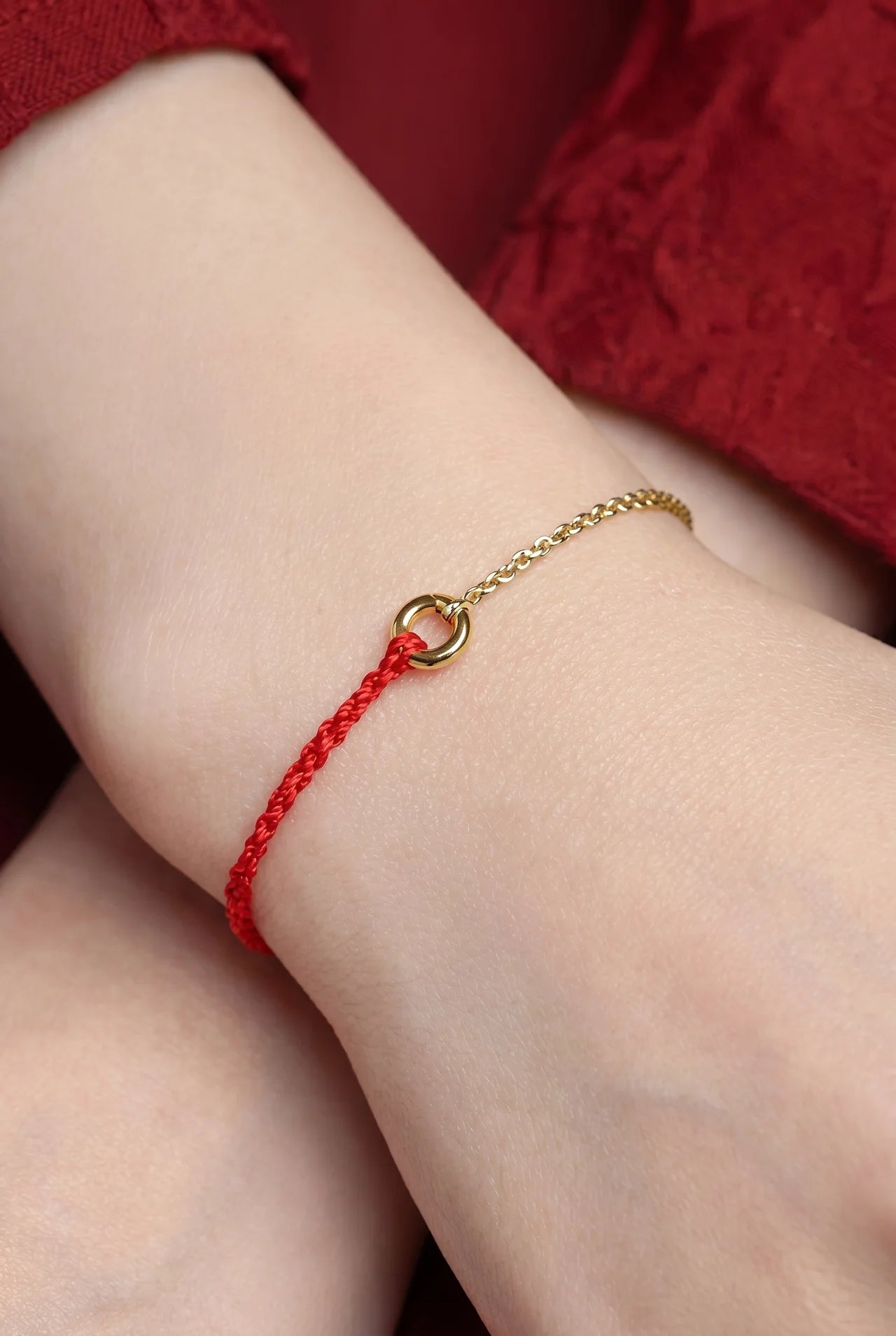 Lien Gevlochten Armband met Gouden Cirkel