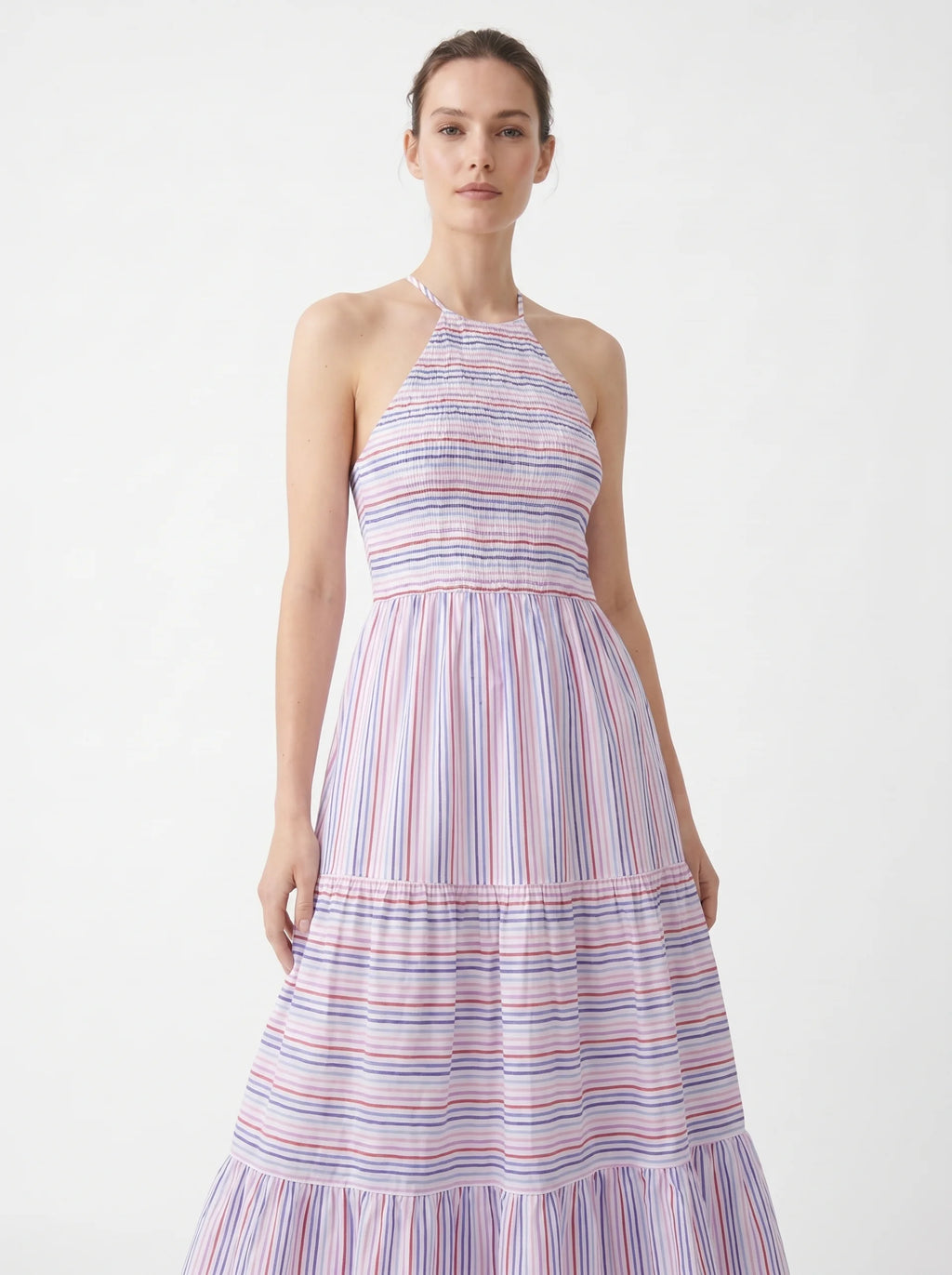 Amélie Maxi Jurk met Elastisch Bovenstuk en Halternek