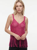 Sidonie Open Gehaakte Top met Cirkeldetails en Franjes