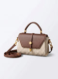 Seren Leren Handtas met Contrasterende Flap