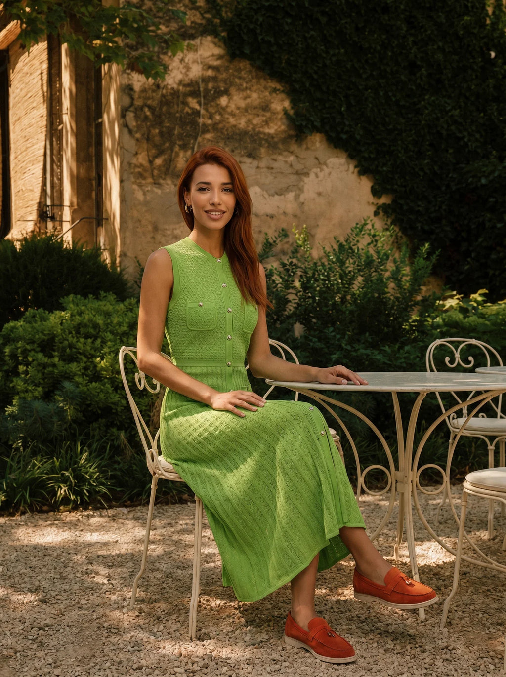 Yolande Gebreide Maxi Jurk met Knoopsluiting