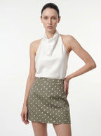 Isabeau Mini Rok met Stippenprint en Hoge Taille