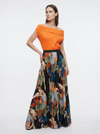 Cambronne Geplisseerde Maxi Rok met Tropische Bloemenprint