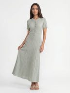 Isolde Gebreide Midi Jurk met Knoopsluiting