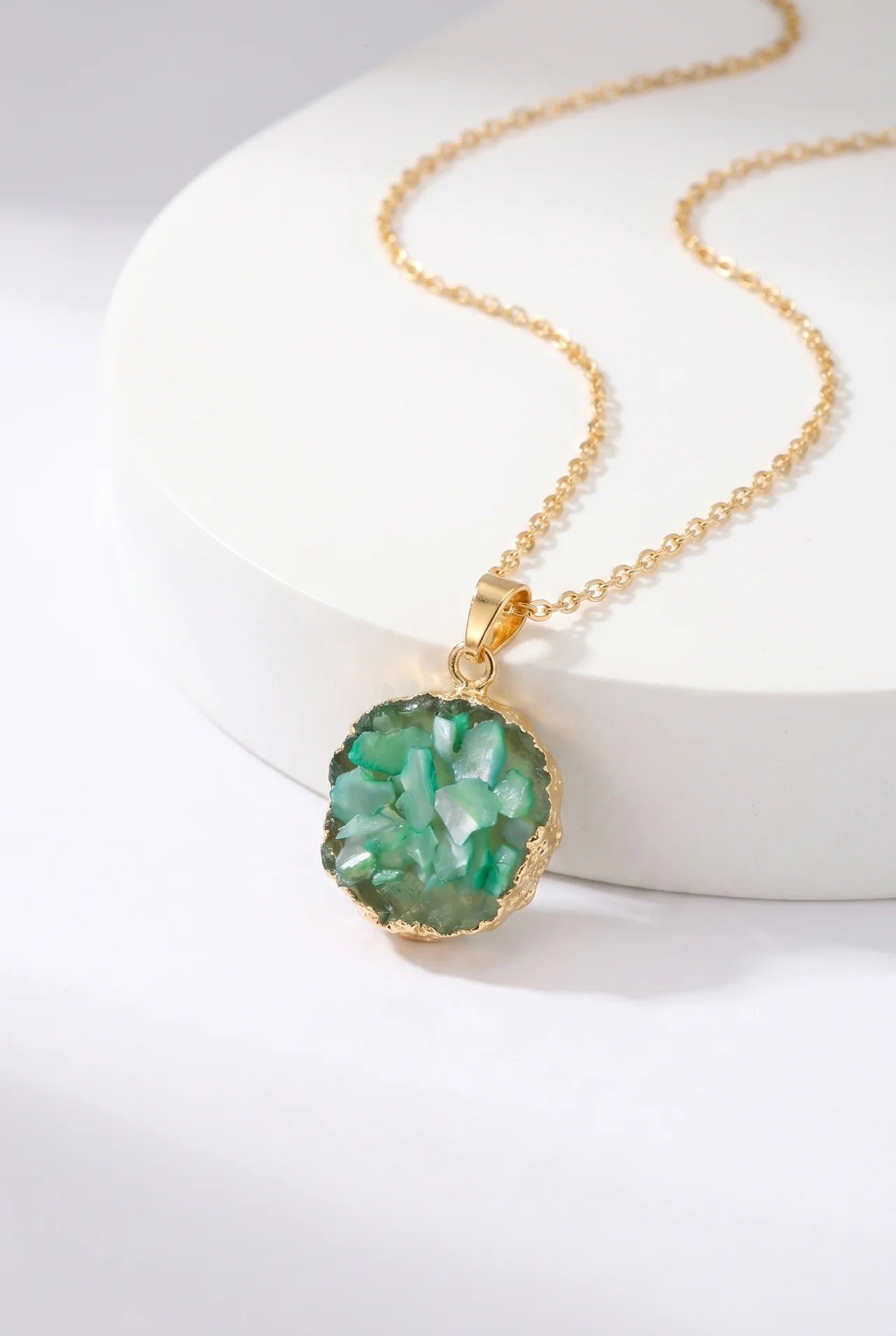 Soleil Gouden Ketting met Ronde Hars Hanger