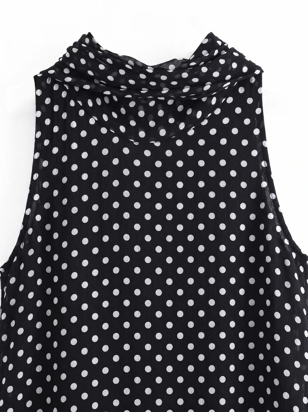 Oriane Chiffon Midi Jurk Polkadot Halternek