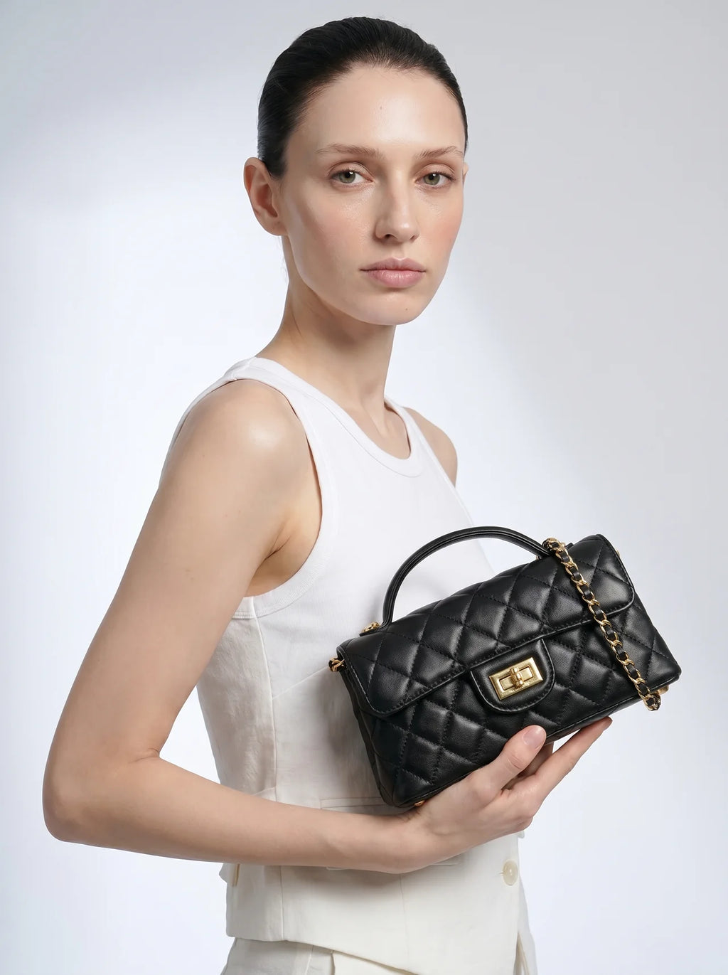 Vendôme Gewatteerde Leren Crossbody met Gouden Ketting